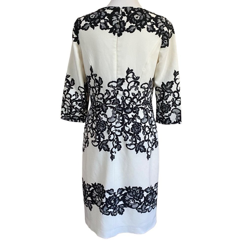 Adrianna Papell Womens Dress Size 8 Floral Lace 3/4 Sleeve Sheath Cocktail Party - Picture 6 of 12